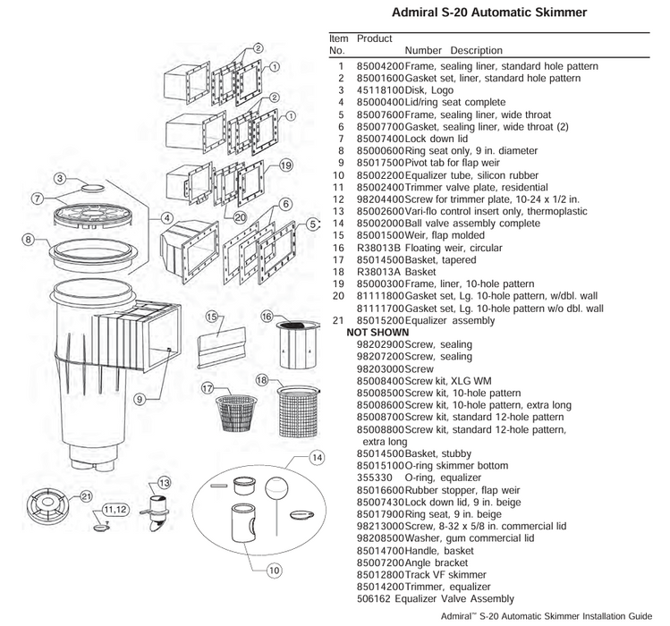 Pentair Admiral Skimmer Basket